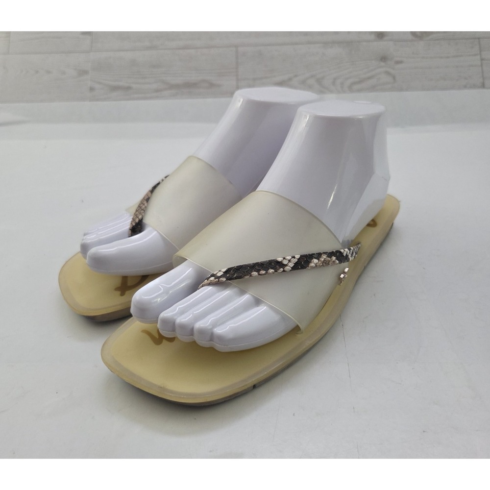 Sam Edelman Thong Sandals Womens 7M Clear Snake Print Y2K 90s Minimalism Summer